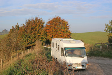 Camper Van in a park in autumn