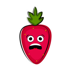 Surprised strawberry cartoon character emote
