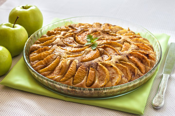 Apple pie with cinnamon and ground almonds