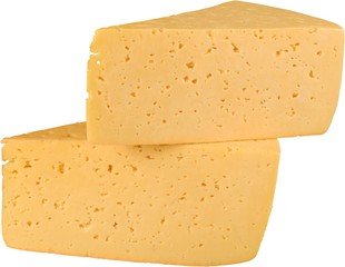 Pieces of Cheese Isolated on White