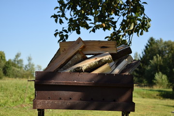 barbecue with firewood