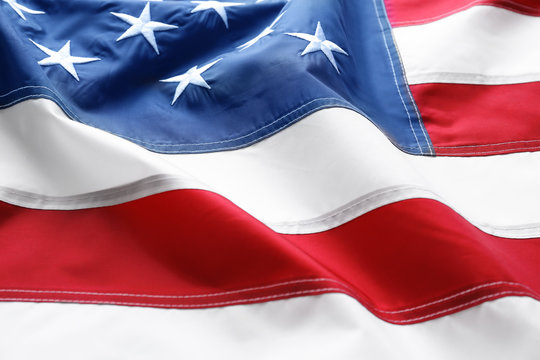 American flag as background, closeup. National symbol