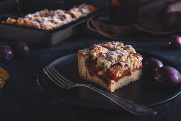 Delicious plum crumble cake