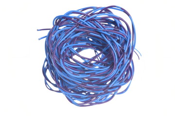 Tangled wire isolated on white background