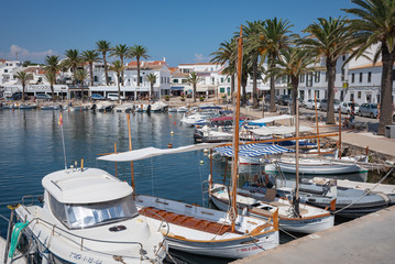 Fornells harbour in Summertime