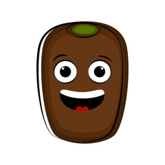 Happy kiwi fruit cartoon character emote