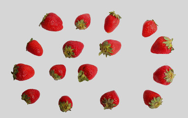 Strawberries on white closed up background