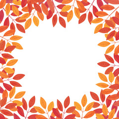 Watercolor frame with colorful autumn leaves. Hand painted illustration.