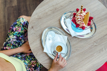 Young woman on coffee break
