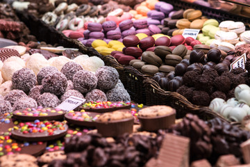 Dessert shop in La Boqueria, a market in Barcelona.