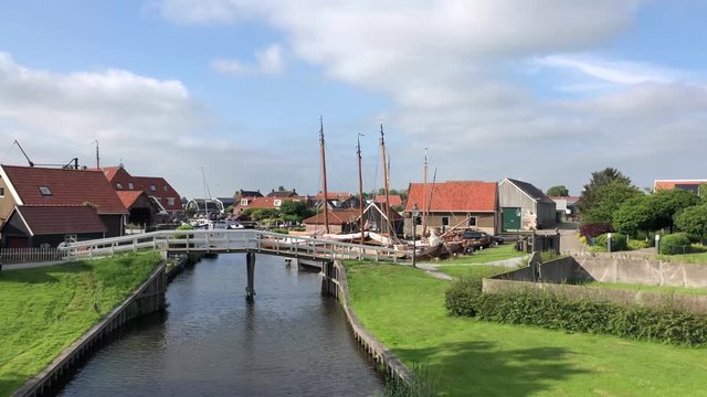 A canal in Workum, Friesland The Netherlands
