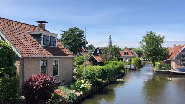 Canal in Hindeloopen Friesland, The Netherlands