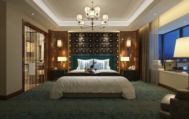 3d render of luxury hotel room