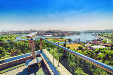 Greatest panoramic view of Golden Horn from Pierre Loti hilltop