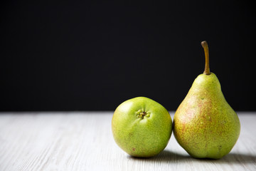 Tasty pears, side view. Copy space.