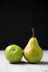 Fototapeta na wymiar Tasty pears, side view. Close-up.