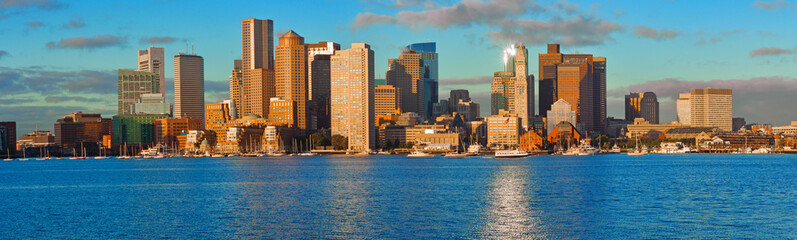 View of Financial District and Harbor in Boston, USA