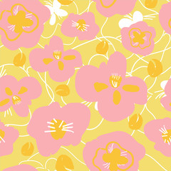 Obraz premium botanical floral seamless pattern. vector flower print. floral background. textile fabric design. 