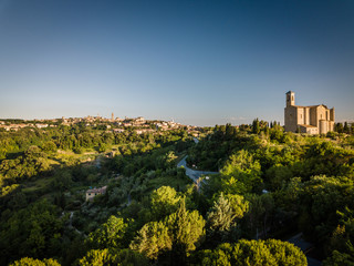 Obraz premium Spectacular aerial view of the old town of Volterra in Tuscany, Italy
