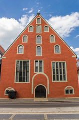 Fototapeta na wymiar Historic red house in the center of Lengo, Germany