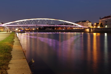 Kladka Ojca Bernatka, Bridge in Krakow, Kazimierz, night