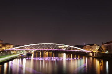 Kladka Ojca Bernatka, Bridge in Krakow, Kazimierz, night