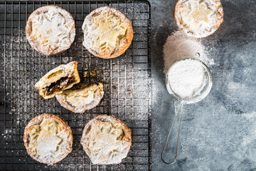 Mince pies filled with vine fruits, traditional christmas food