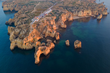 The beautiful shape of the coast of Portugal on its best in Ponta da Piedade