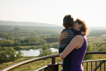 Mother and son enjoying the view at Bowmont Park