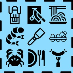 Simple 9 icon set of cooking related [iconsRandom:4] vector icons. Collection Illustration