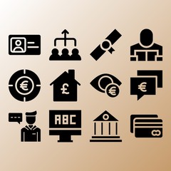 Id card, mortgage and reader related premium icon set