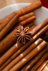 Anise Star with Cinnamon Sticks on Plate