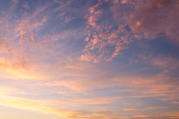 colorful dramatic sky with cloud at sunset