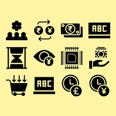Time is money, vision and get money related premium icon set
