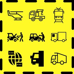 Simple 9 icon set of business related car repair, car repair, car repair and communication vector icons. Collection Illustration
