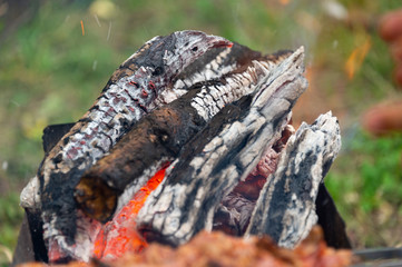 open fire in the nature for a barbecue