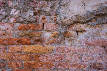 Background of crack old brick wall texture