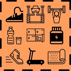 Simple 9 icon set of fitness related [iconsRandom:4] vector icons. Collection Illustration