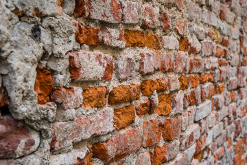 Background of crack old brick wall texture