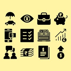 Profits, money and briefcase related premium icon set