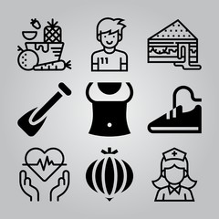 Simple 9 icon set of healthy related [iconsRandom:4] vector icons. Collection Illustration