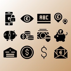 Blackboard, pin and money related premium icon set
