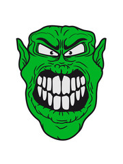 ork gnom oger troll großer mund ernster blick monster böse gesicht kopf comic cartoon clipart horror halloween