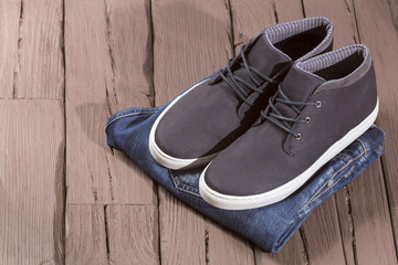 Men's shoes. blue jean - Top view