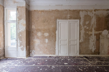 home renovation - old apartment room during restoration - flat refurbishment