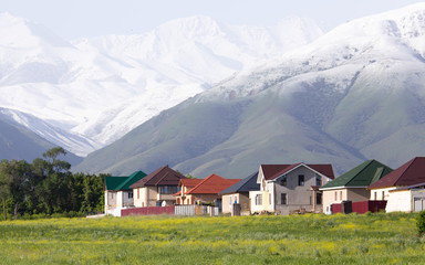 mountains and houses from afar
