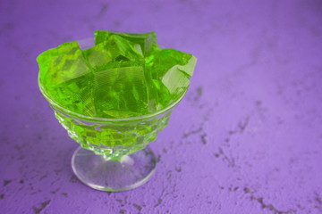 Crystal Bowl Full of Lime Jelly
