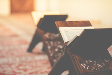 Quran in the mosque - open for prayers.