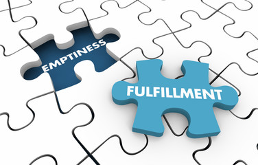 Fototapeta premium Emptiness Vs Fulfillment Purpose Reason Value Puzzle 3d Illustration