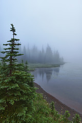 Foggy morning at Reflection Lake